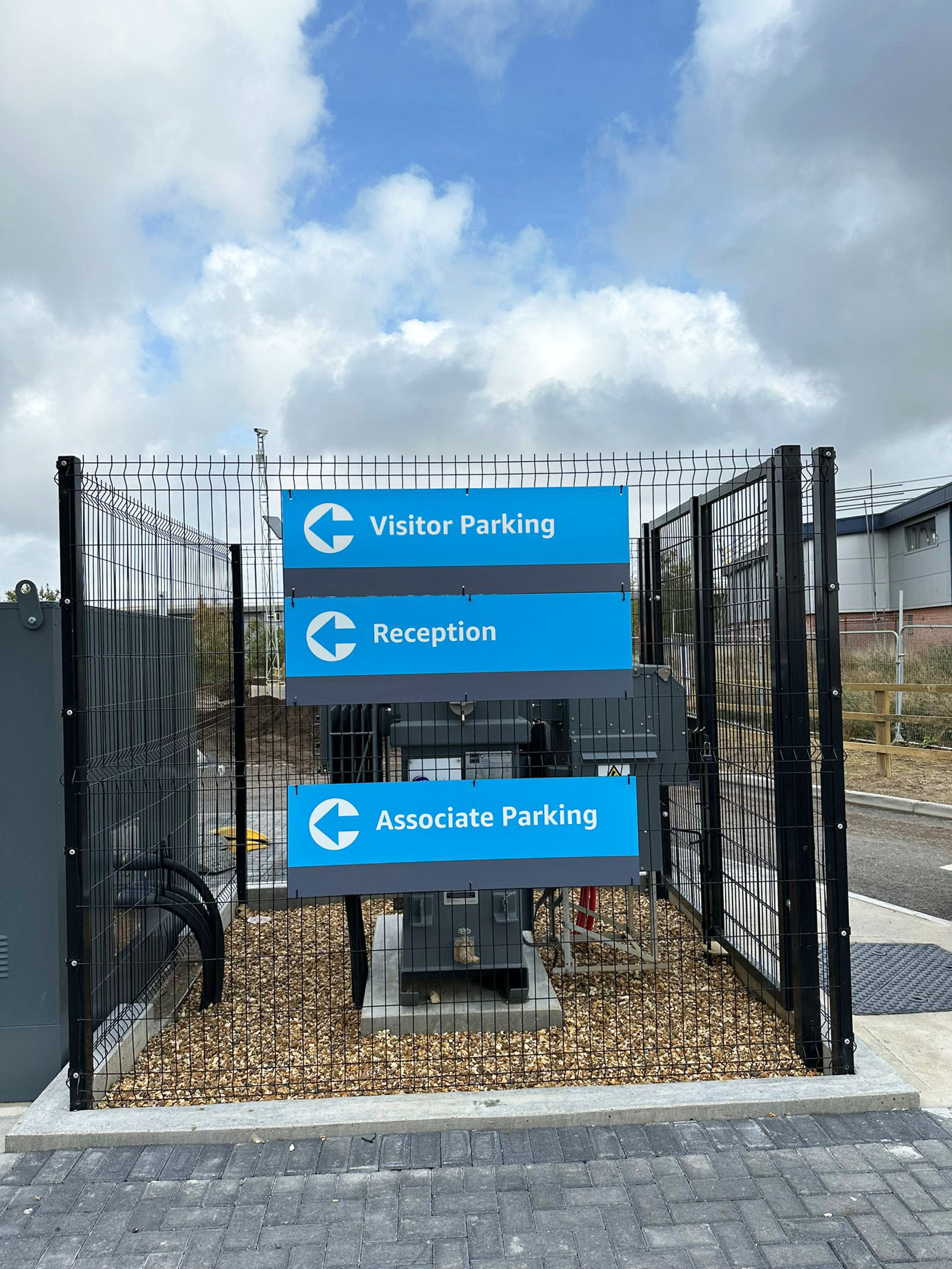 External wayfinding signage on industrial site